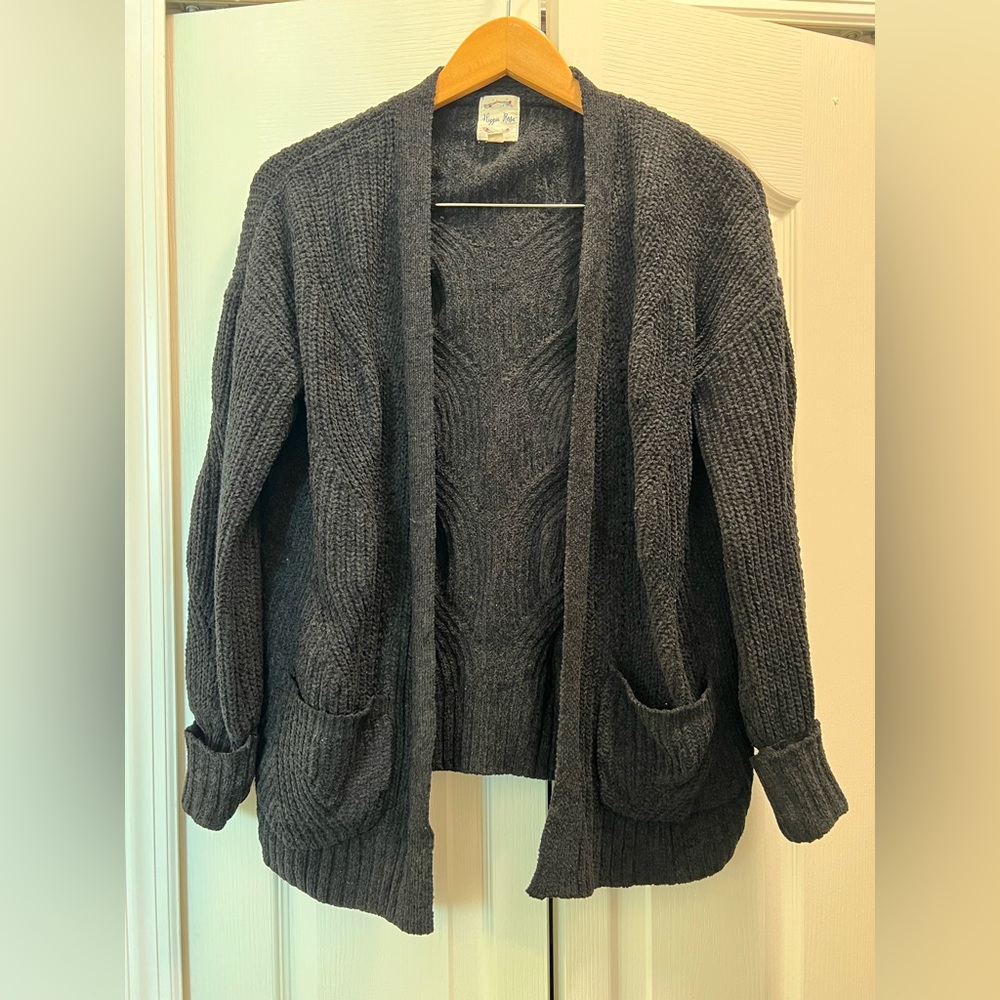 Black sweater cardigan with pockets in size xs